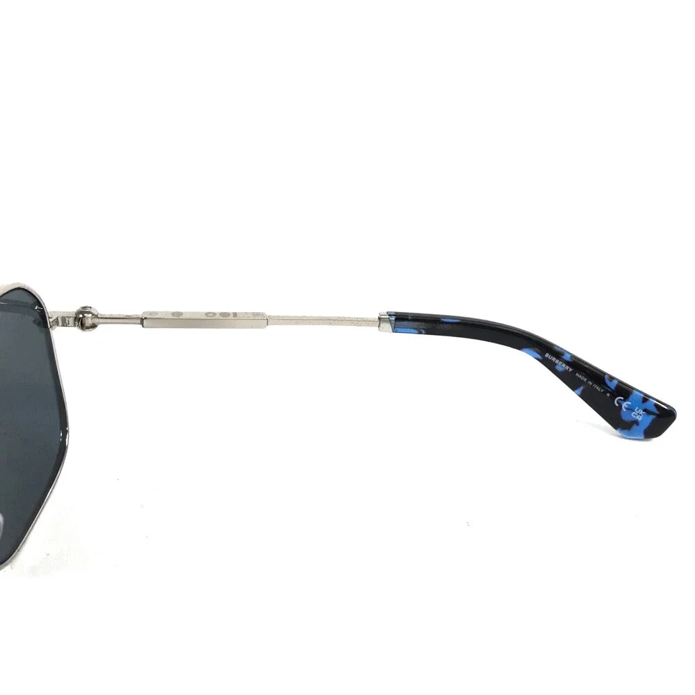 Burberry Sunglasses B3159 1005/87 Polished Silver Aviators with Gray Lenses